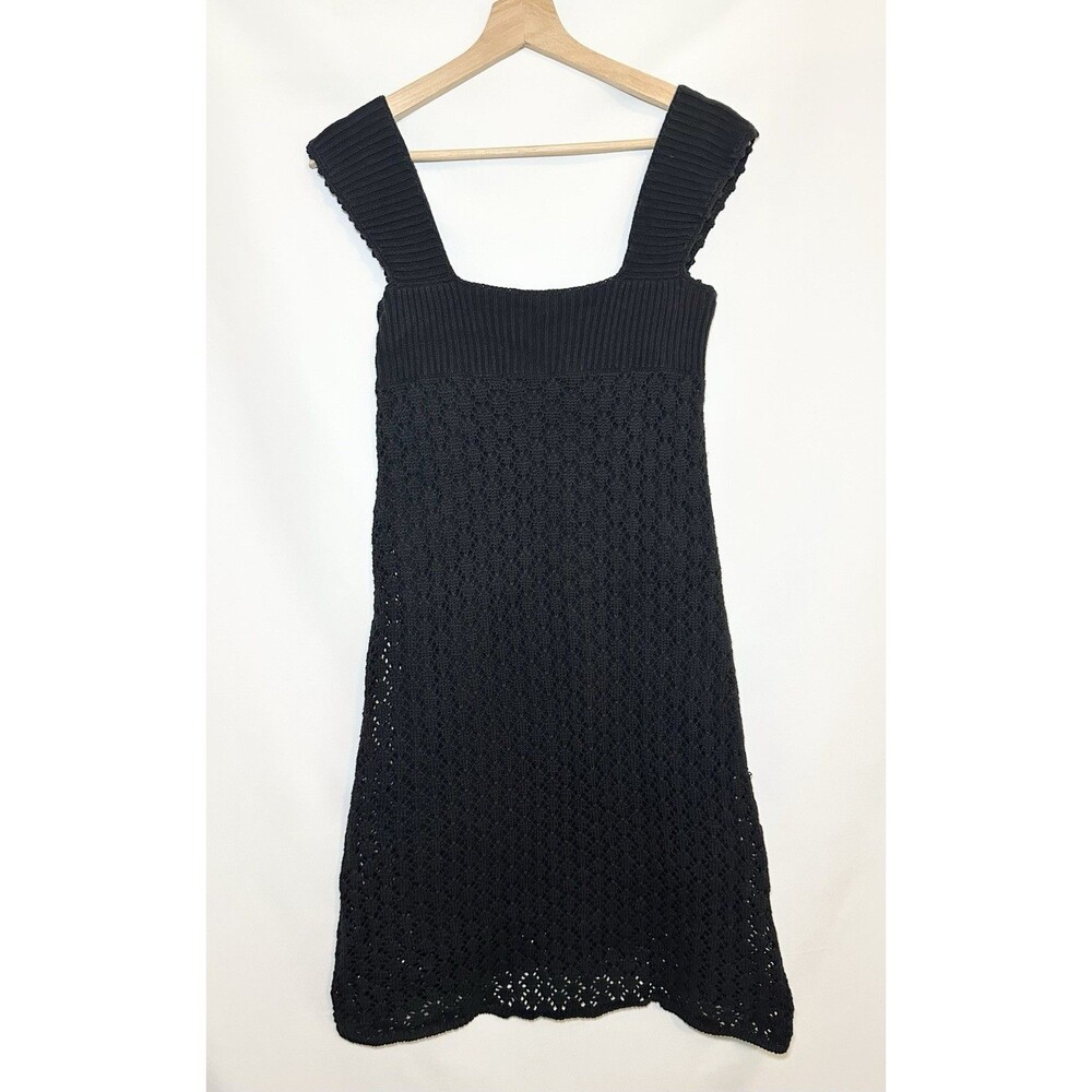 MOTH Anthropologie Black Crochet Sleeveless Dress LBD Summer Women's SMALL‎